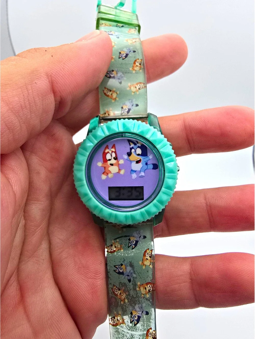 Accutime Bluey Kids Quartz Digital Backlight Watch Green Plastic Case Strap